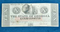 State of Georgia, 1862 $10 Obsolete Note, CU