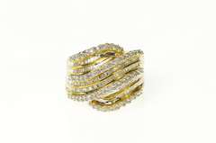 10K Yellow Gold 1.56 Ctw Wavy Diamond Statement Band Ring