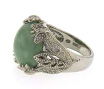 Judith Ripka Green Jade and White CZ Ring