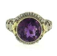 Wonderful White Gold Amethyst and Seed Pearl Ring