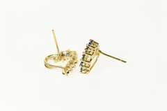 14K Yellow Gold Sapphire Diamond Accent Classic Heart Stud Earrings