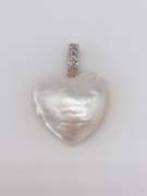 14kt Gold Pearl Heart & Diamond Pendant