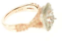 14K Rose Gold Ornate Halo Squared Engagement Setting Ring
