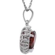 4/5 CT GARNET & DIAMOND STERLING SILVER PENDANT