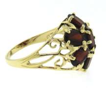 Handsome Yellow Gold Garnet Cluster Ring