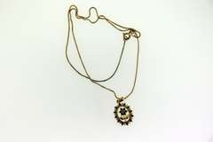 Italian sterling Silver Blue Sapphire Floral Pendant With Chain