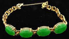 18kt Gold Jade Bracelet, 21.2 grams.
