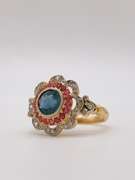 Vintage Style 14kt Gold, Sapphire, Ruby, & Diamond Ring