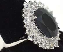 Abyssal Midnight & White Sapphire Ring in Sterling Silver