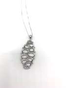 Overlapping & Interlocking Pendant Necklace with White Gemstones in Sterling Silver