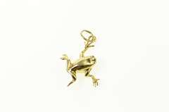 14K Yellow Gold Stylized Tropical Tree Frog Rainforest Charm/Pendant