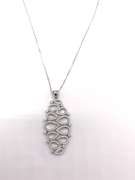 Overlapping & Interlocking Pendant Necklace with White Gemstones in Sterling Silver