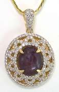 Enamoring Massive 13.00CTS Cabochon Cut Natural Star Ruby & White Sapphire Necklace in Vermeil