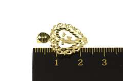 10K Yellow Gold F Initial Letter Monogram Heart Name Pendant
