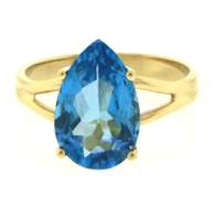 Incredible Yellwo Gold Blue Topaz Ring