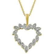18k Gold over Silver Two-Toned Diamond Accent Heart Pendant
