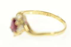 14K Yellow Gold Oval Natural Ruby Diamond Bypass Engagement Ring