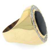 Remarkable Yellow Gold Black Onyx and Diamond Men's Ring