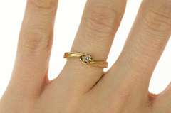 10K Yellow Gold Diamond Solitaire Classic Promise Engagement Ring