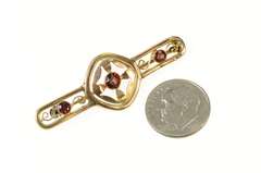 9K Yellow Gold Victorian Three Stone Garnet Statement Pin/Brooch