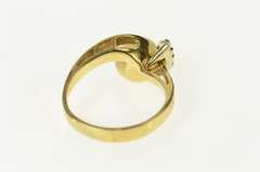 10K Yellow Gold Retro Pearl CZ Accent Bypass Classic Ring