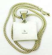 Signed Large Sterling Lapis Pendant & Chain