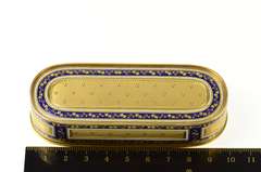 18K Yellow Gold Victorian Elaborate Enamel Oval Hinged Trinket Box