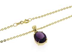 Stunning Oval Amethyst Pendant on Yellow Gold Chain
