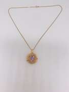 14kt Solid Gold & Amethyst Pendant Necklace