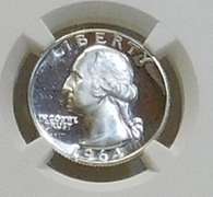 1964 PROOF Silver Wash Qtr NGC PF-68UC