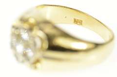 14K Yellow Gold 0.87 Ctw Diamond Cluster Retro Statement Ring