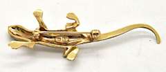 14K GOLD LIZARD BROOCH WITH EMERALDS