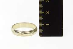 14K White Gold 4.9mm Retro Clover Men's Wedding Band Ring
