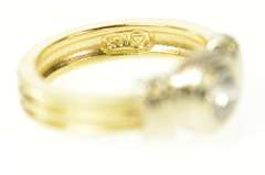14K Yellow Gold 0.47 Ct Round Diamond Grooved Engagement Ring