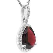 1.78 CT GARNET & DIAMOND STERLING SILVER PENDANT
