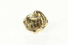 14K Yellow Gold AH Art Nouveau Etched Initial Diamond Ring