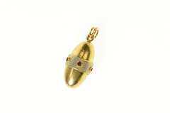 18K Yellow Gold 1940's Banded Egg Lozenge Statement Charm/Pendant