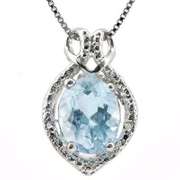 2.05 CT BABY SWISS BLUE TOPAZ & DIAMOND STERLING SILVER PENDANT