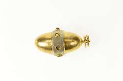 18K Yellow Gold 1940's Banded Egg Lozenge Statement Charm/Pendant