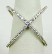 Sterling Cross-Over X Ring of Pave CZ's, Size 8