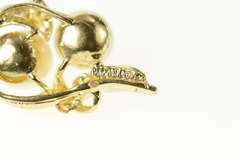 14K Yellow Gold Classic Pearl Diamond Accent Curvy Wavy Pendant