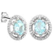 1 1/5 CARAT BABY SWISS BLUE TOPAZ STERLING SILVER EARRINGS