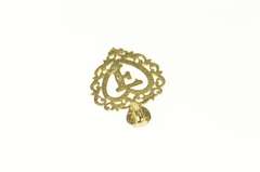 10K Yellow Gold F Initial Letter Monogram Heart Name Pendant