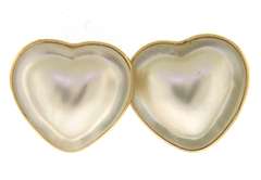 Beautiful Heart Shaped Mabe Pearl Stud Earrings in Yellow Gold