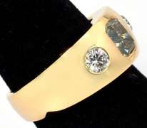 Wide 3-Stone Diamond Band in 14KT Yellow Gold