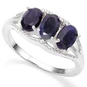STERLING SILVER OV 4*6 MM ENHANCED SAPPHIRE RING