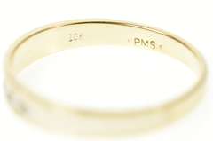 10K Yellow Gold Diamond Retro Grooved Men's Wedding Band Ring