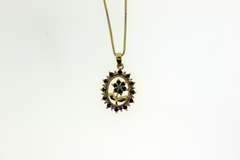 Italian sterling Silver Blue Sapphire Floral Pendant With Chain