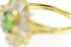 14K Yellow Gold Syn. Emerald Cubic Zirconia Halo Cocktail Ring