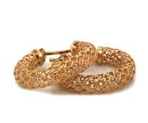 Chic 14kt YG Openwork Textured Hoop Earrings